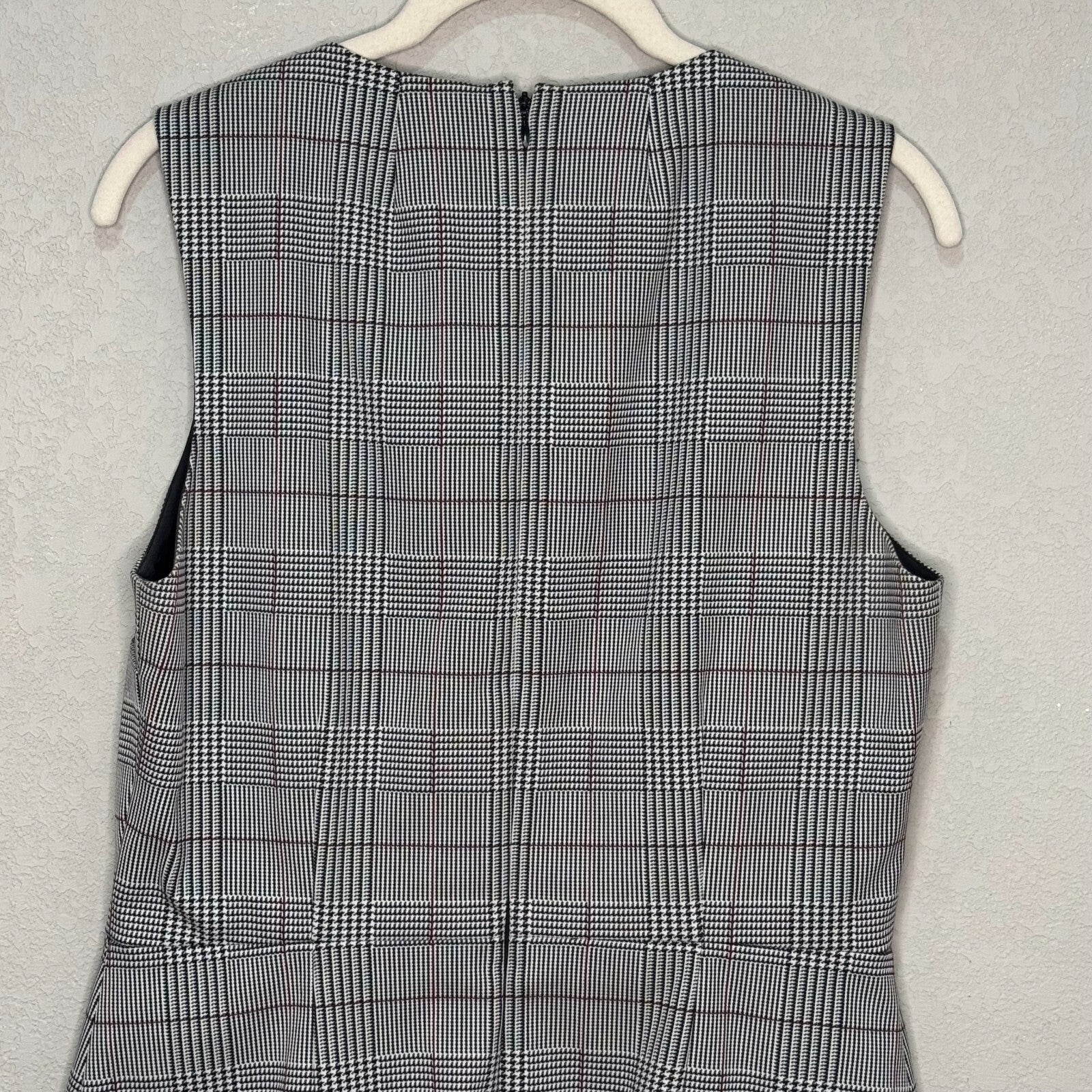 Theory Raneid Brant Check Plaid Dress Size 10 Sleeveless Jumper Gray Career
