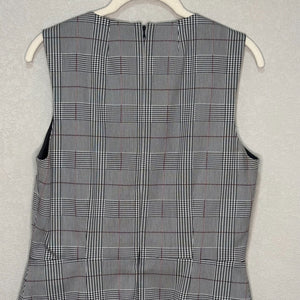 Theory Raneid Brant Check Plaid Dress Size 10 Sleeveless Jumper Gray Career