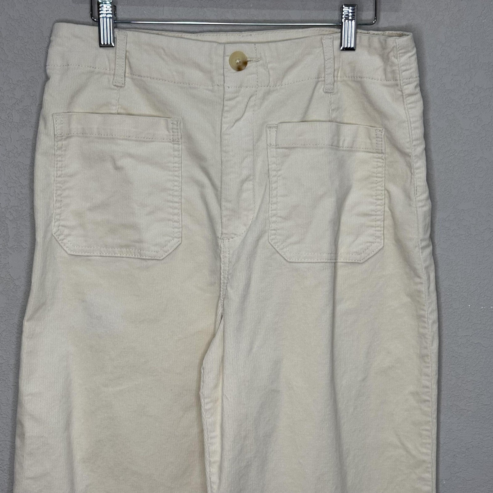 Avec Les Filles Pants Womens 12 Cream High Rise Cropped Wide Leg Utility Stretch