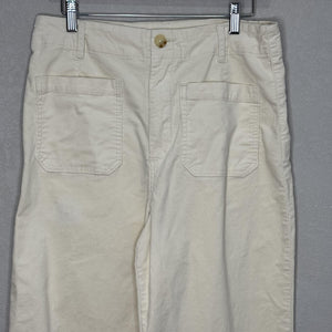 Avec Les Filles Pants Womens 12 Cream High Rise Cropped Wide Leg Utility Stretch