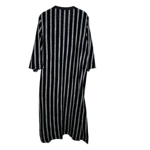 Soft Surroundings Black Gray Stripe Moroccan Topper Duster Kaftan Size Medium