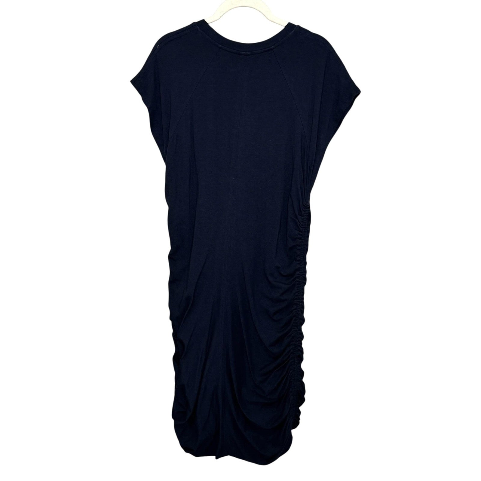 Athleta Dress Size Large Blue Apres Ruched Side Modal Cotton Casual Relaxed Fit