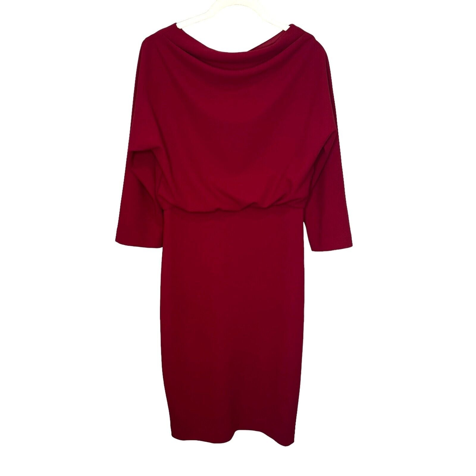 Badgley Mischka Platinum NEW Red Drape Front Pencil Dress Size 6 $159