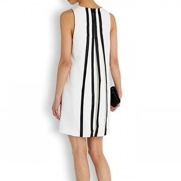 rag & bone Nora Ivory White Black Pleat Back Mini Shift Dress Size 4