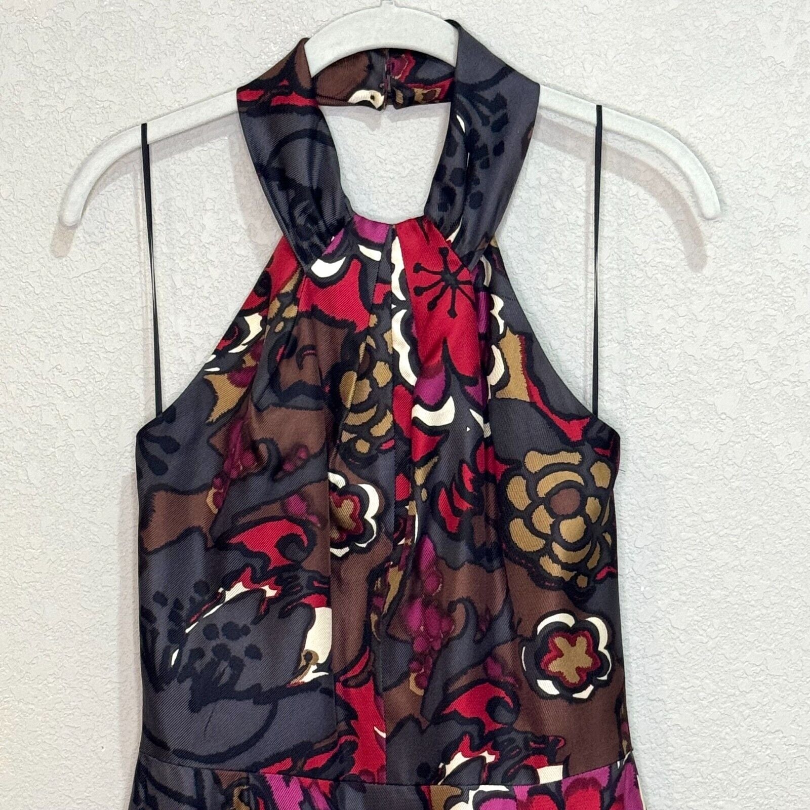 Trina Turk Silk Halter Mini Dress in Harvest Garden Print Size 6