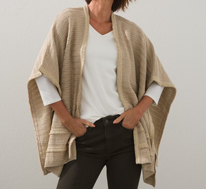 Chico's NEW Gold Knitted Sweater Ruana Wrap Size L/XL $139