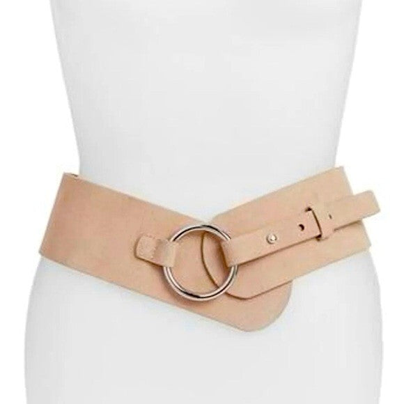 Rebecca Minkoff Wide Annie Suede Belt Silver Hardware