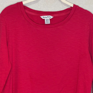 Tommy Bahama Ashby Isle T-Shirt Top Women Size Medium Red Coastal 3/4 Sleeve