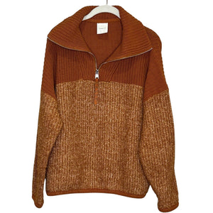 Varley Sweater Willard Knit Half Zip Sweater Size Small Rust $178