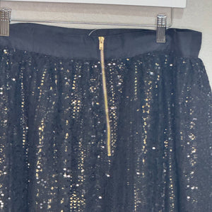 Anthropologie Eri+Ali NEW Black Gold Night Shimmer Sequin Skirt Size Large $148