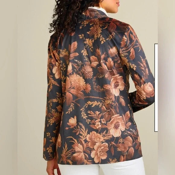 Soft Surroundings Jacket Size Medium NEW Shape Drape Faux Suede Floral