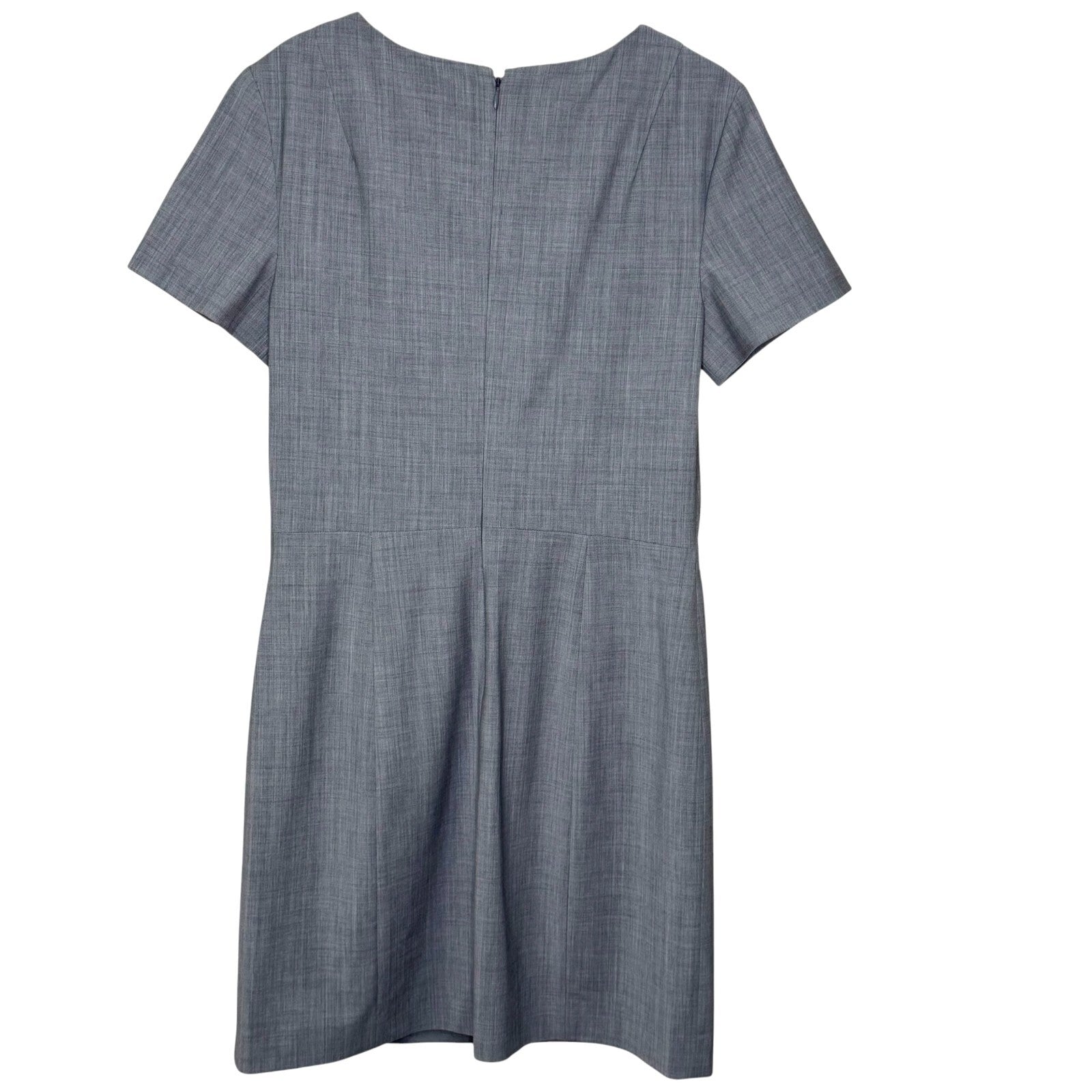 Theory Cassii Dress Size 6 Gray Melange Suiting Short Sleeve Wool Blend Career