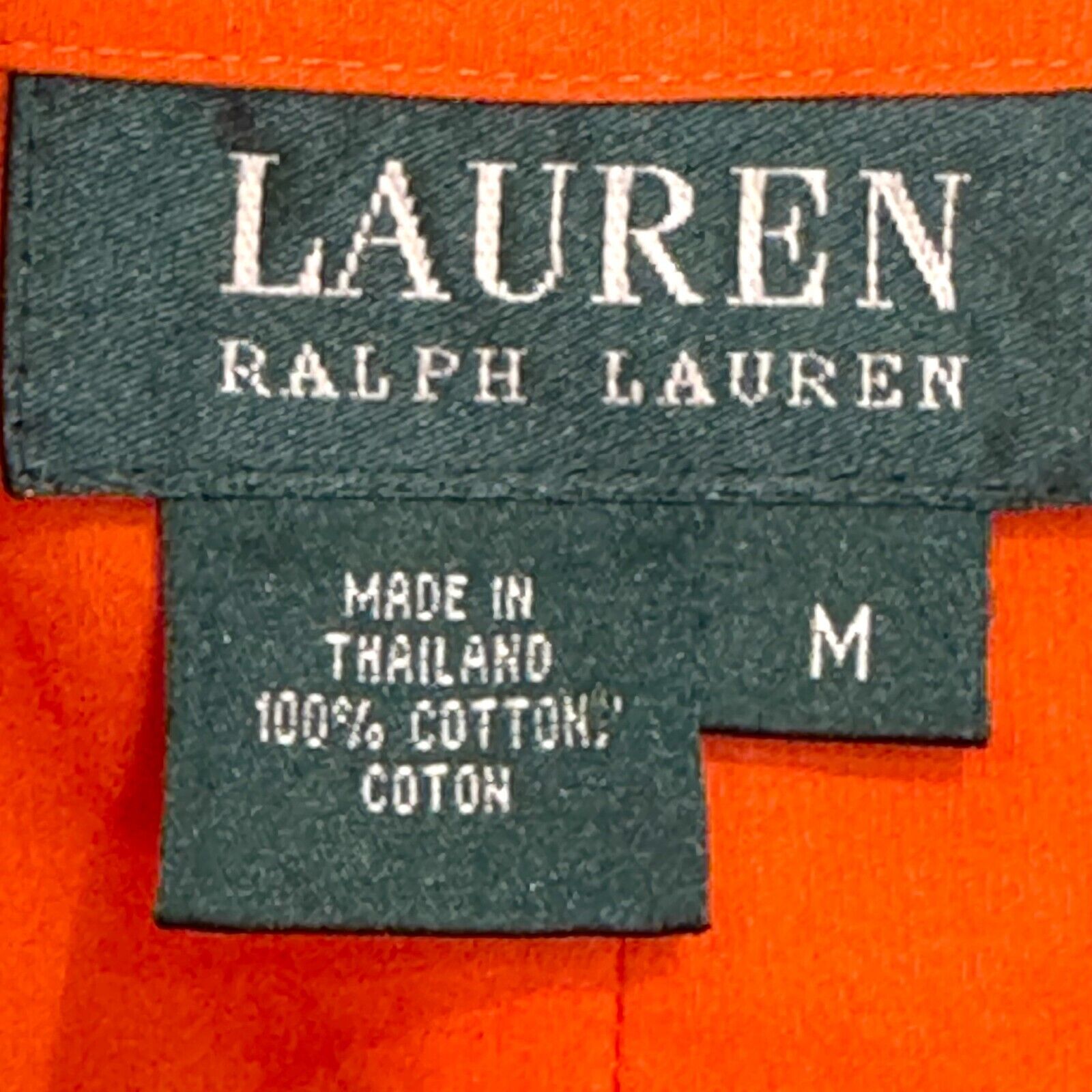 Lauren Ralph Lauren Womens Solid Orange Button-Up Cotton Shirt Top Size Medium