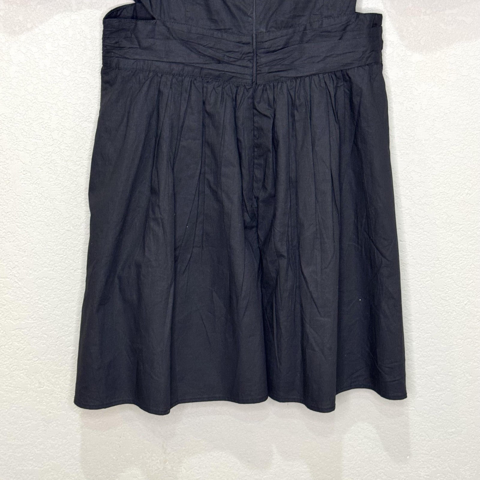 French Connection Dress Womens 6 Black Puff Sleeve Organic Cotton Pockets New