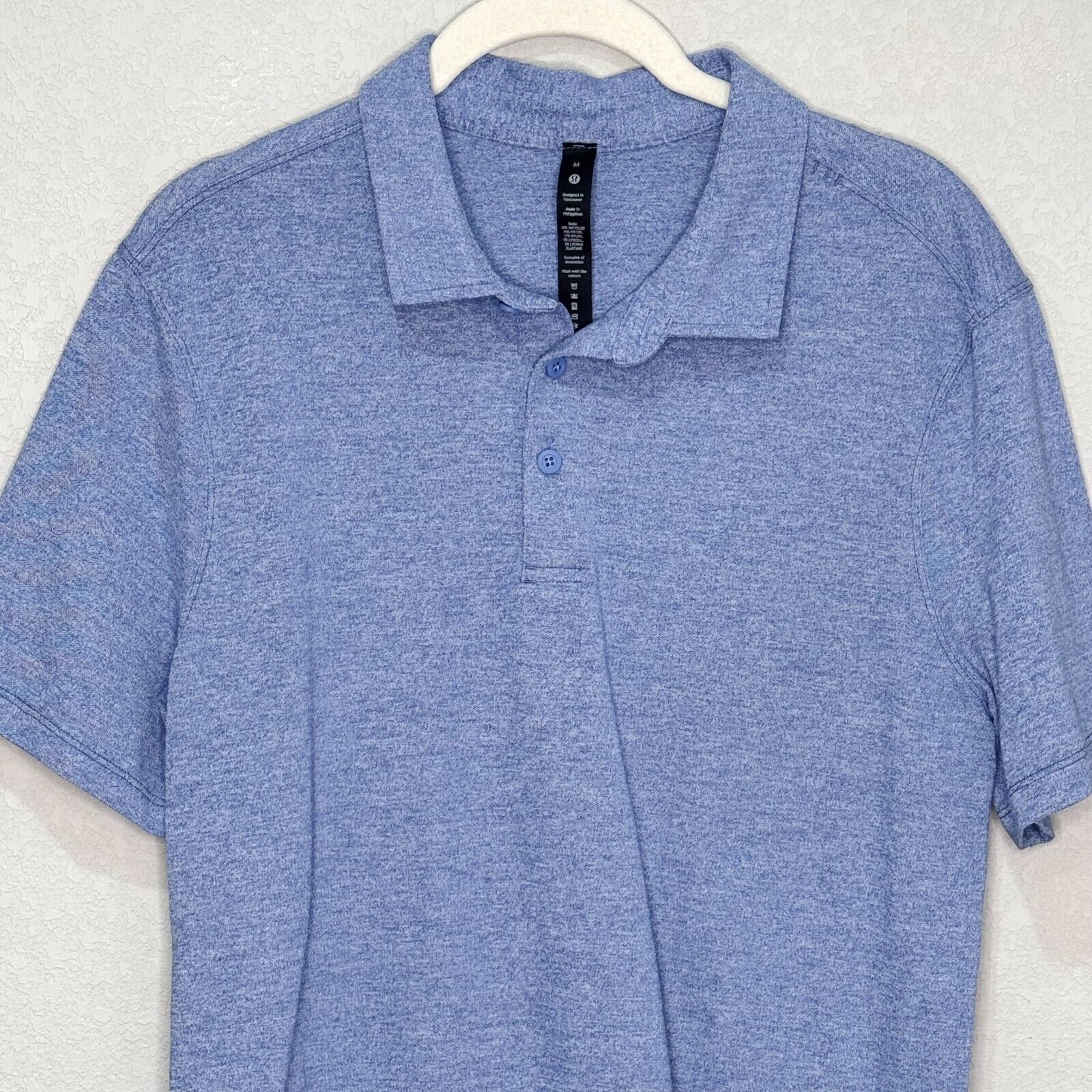 Lululemon Mens Evolution Short Sleeve Polo Size Medium Blue Heather