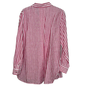 Tommy Bahama Coastalina Cabana Stripe Linen Tunic Size Small Pink Tutti Fruiti