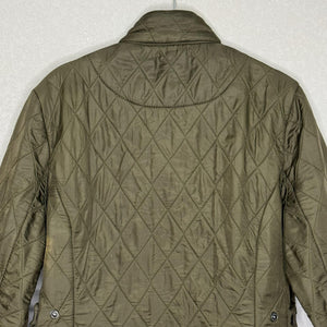 Barbour Quilted Jacket Womens 8 Olive Green Polarquilt Utility 4 Pocket Zip Snap