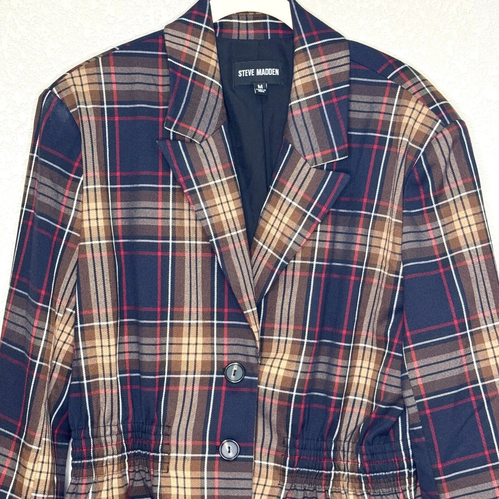 Steve Madden Blazer Jacket Size Medium Frida Plaid Preppy Classic