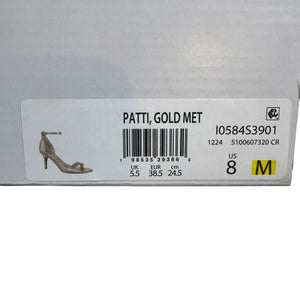 Sam Edelman Patti Sandals Heels Size 8 Ankle Strap Gold Quartz Metallic NEW