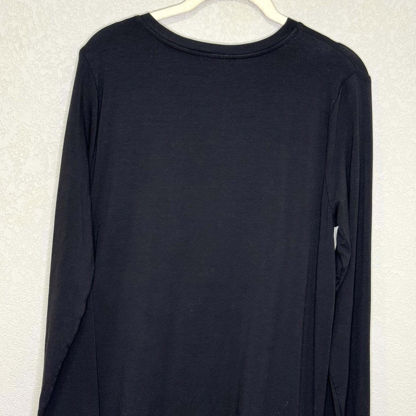 Eileen Fisher Dress Small Black Long Sleeve V Neck Tencel Knit Minimalist System