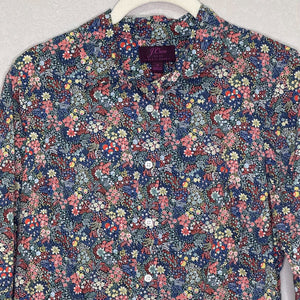 J Crew Liberty Shirt Top Size 4 Elderberry Floral Cotton Button Down Long Sleeve