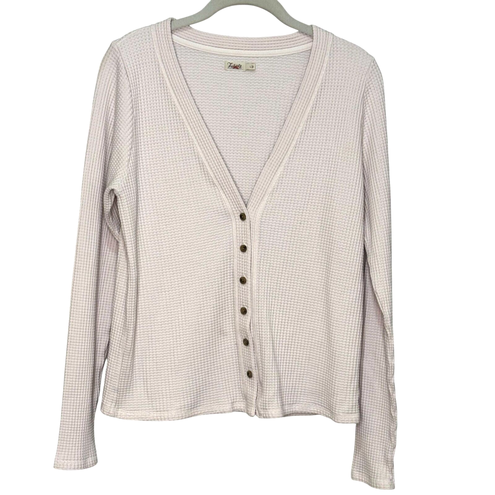 Faherty Eira Waffle Top Size Large in Oat Color