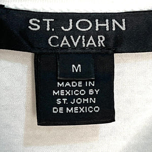 St. John Caviar White Sequin Short Sleeve Tee Size Medium