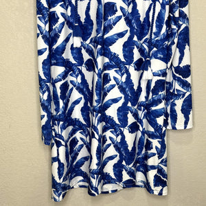 Cabana Life Cover Up Womens Large Blue Palm Print Hooded UPF 50+ Long Sleeve