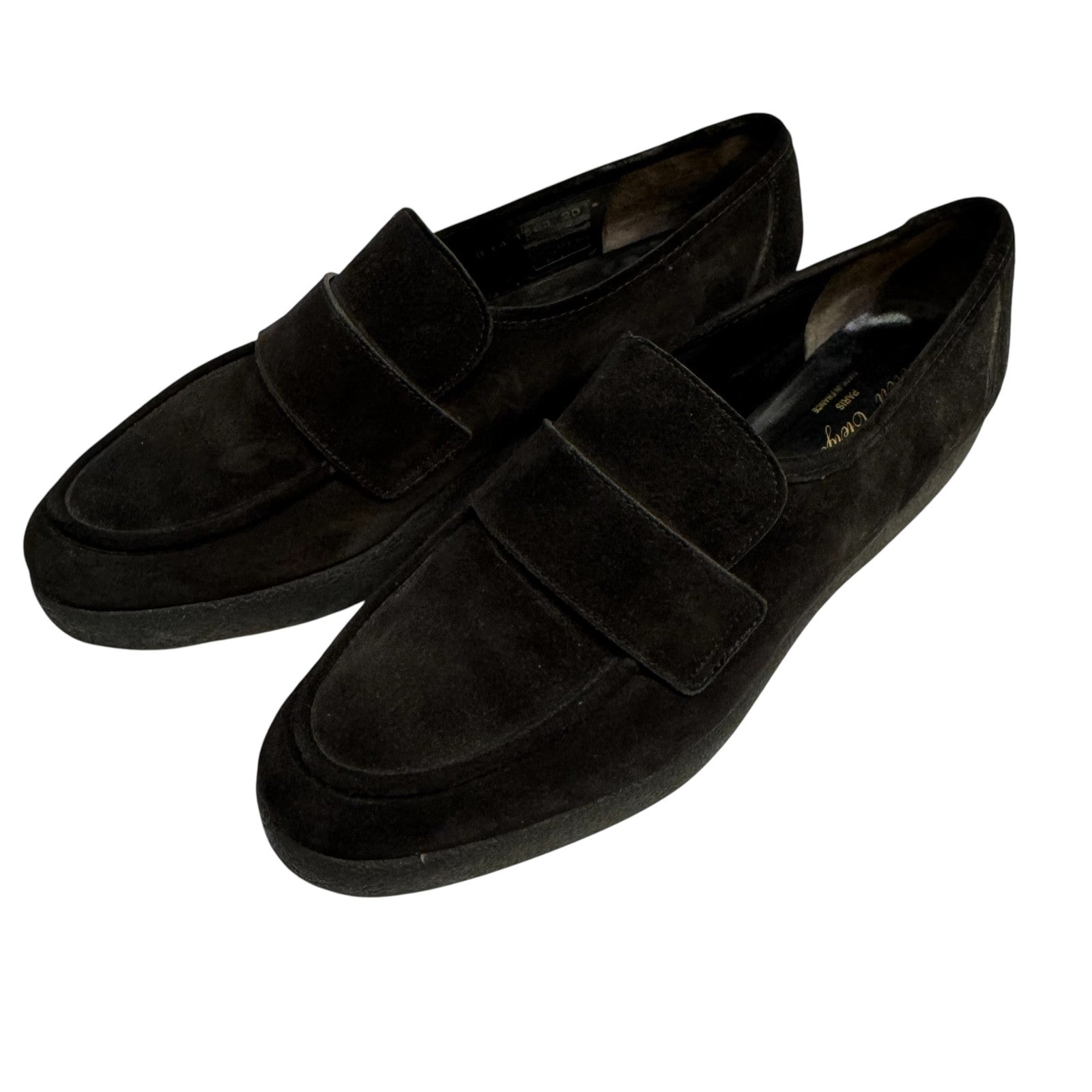 Robert Clergerie Shoes Womens Size 8.5 Black Suede Loafer Made in France Elegant