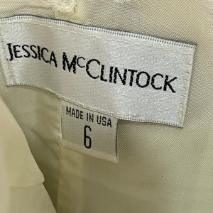 Jessica McClintock Early 2000's White Black Lace Mini Dress 6 / Fits Size XS NEW