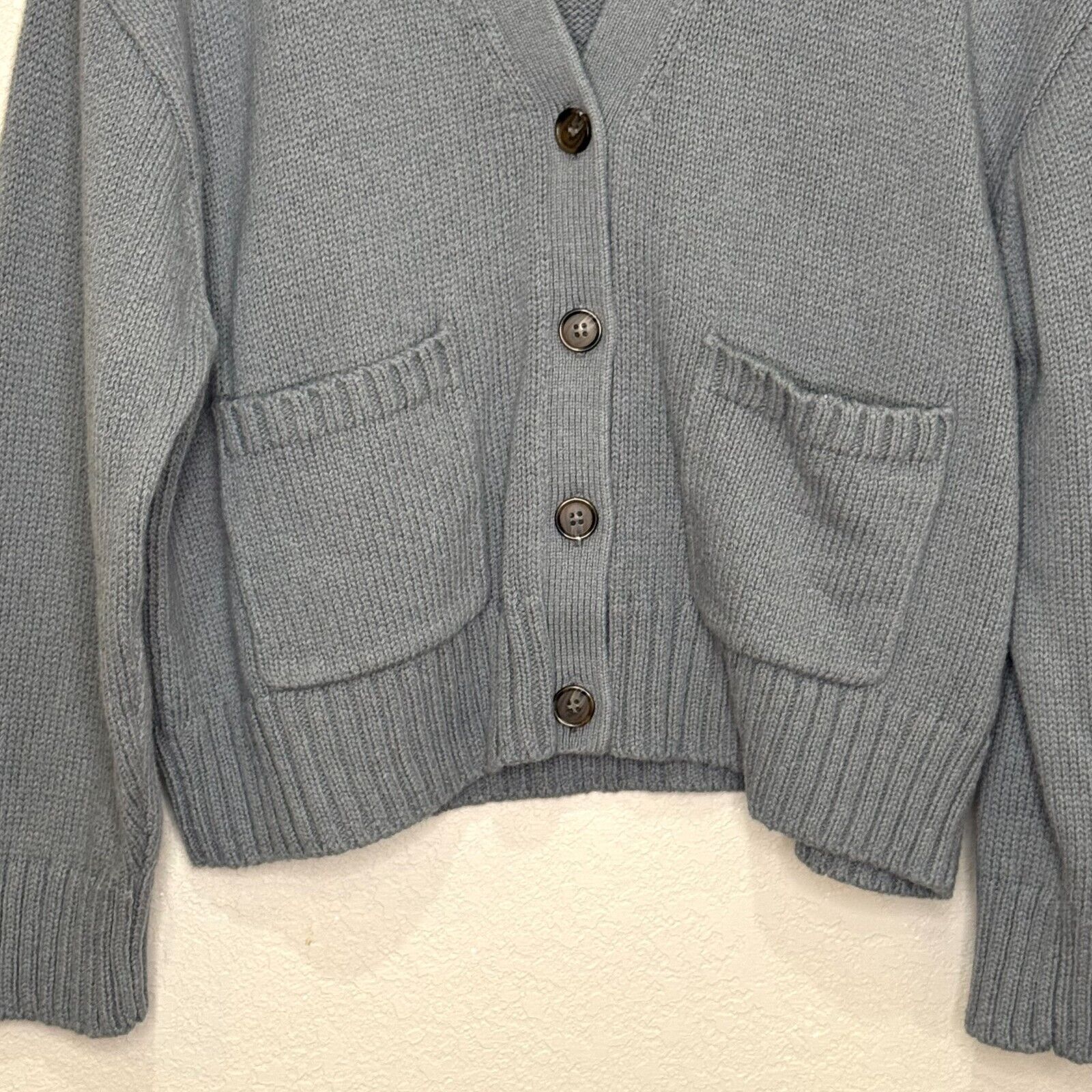 Jenni Kayne Barrett Cardigan Size XS Dusty Blue Merino Wool Cotton