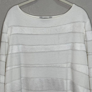 Misook Sweater 1X White Tonal Striped Sweater Tunic