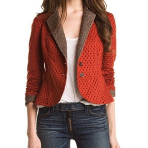 Free People Burnt Orange Red Quilted Tweed Blazer Size Medium