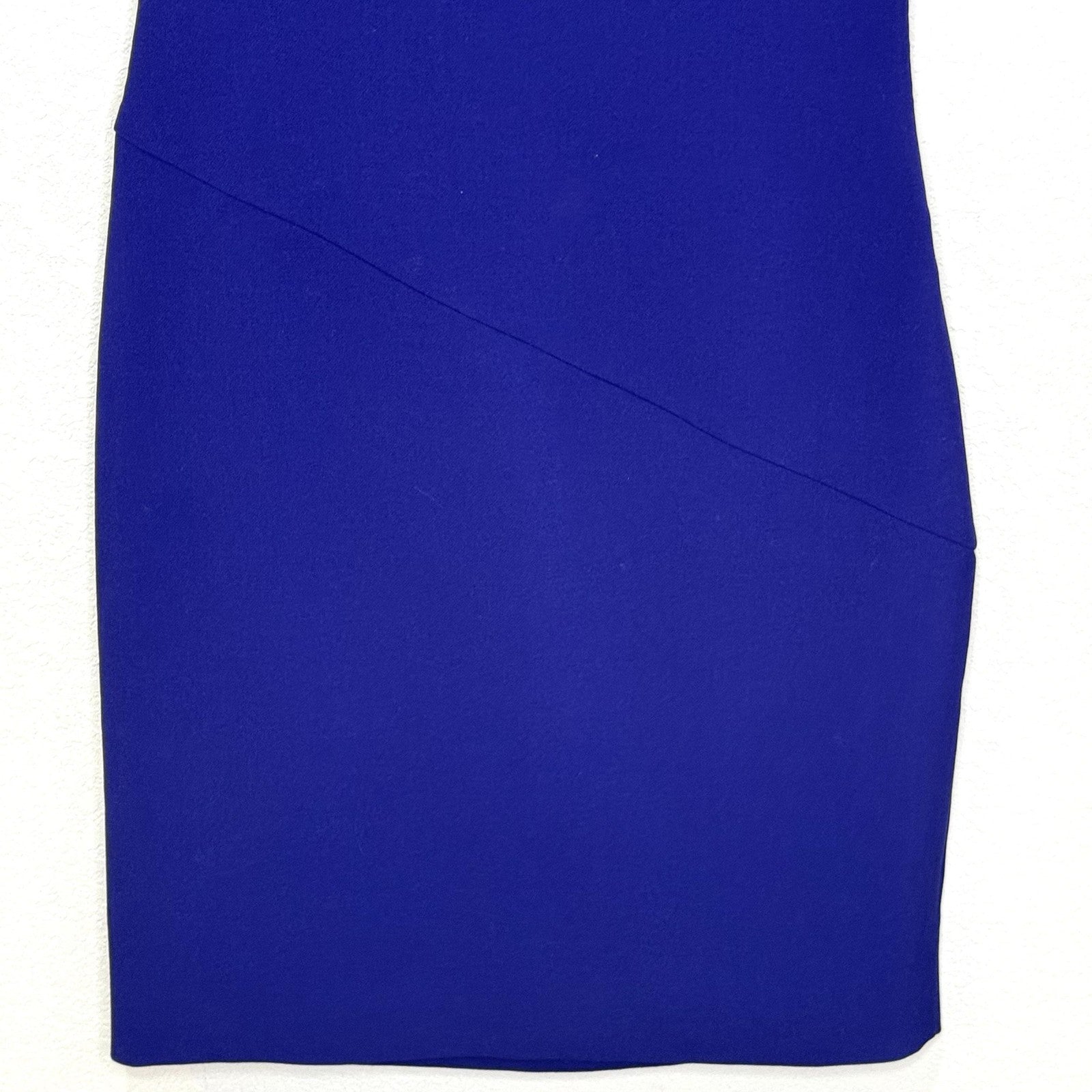 Diane von Furstenberg Dress Womens 12 Blue V Neck Sleeveless Sheath Ruched Lined