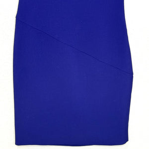 Diane von Furstenberg Dress Womens 12 Blue V Neck Sleeveless Sheath Ruched Lined