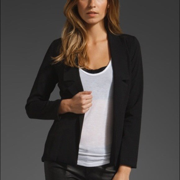For Love & Lemons Blazer Womens Small Black Open Front Lightweight Jacket USA