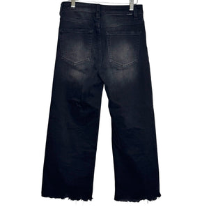 Risen Jeans x Social Threads Size 27 Black High Rise Frayed Ankle Wide Jeans