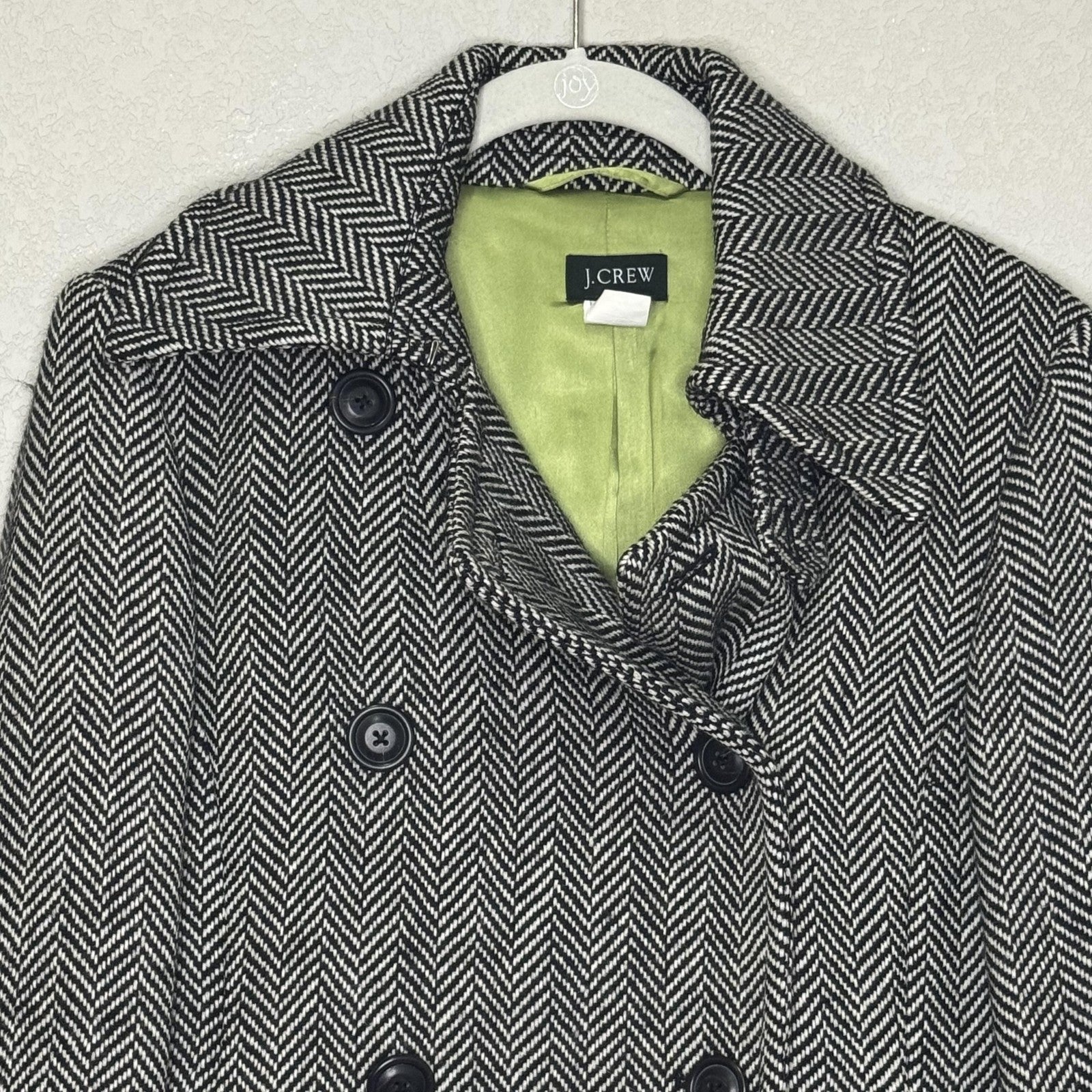 Vintage J.Crew Coat Womens Medium Black White Herringbone Wool Thinsulate 00s