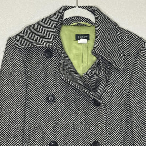 Vintage J.Crew Coat Womens Medium Black White Herringbone Wool Thinsulate 00s