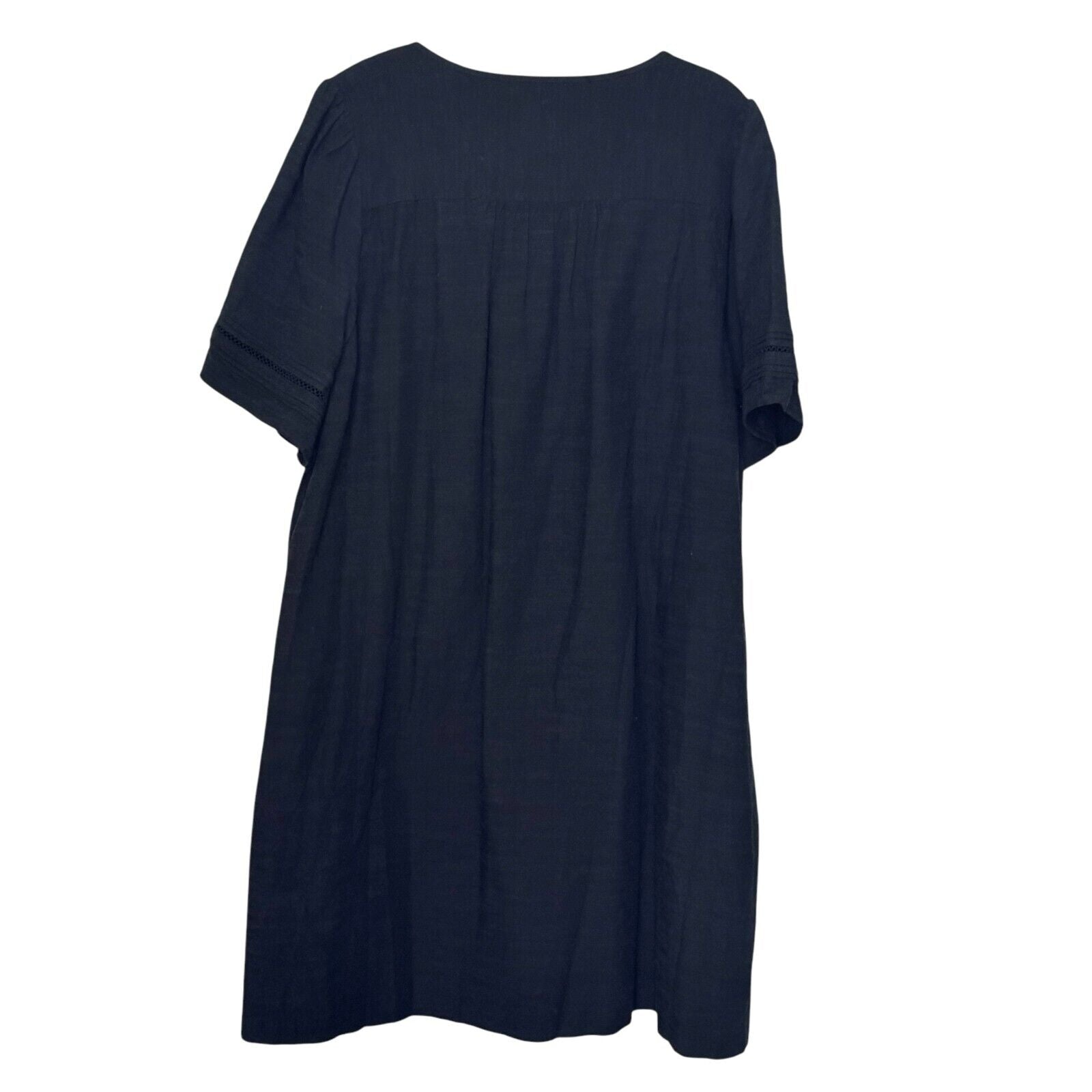 Madewell Pleated Button-Front Shift Dress Size XXL Black Lined