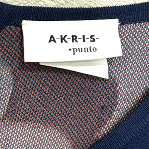 Akris Punto Navy Blue Multicolor Print A-Line Dress Size 14 $1390