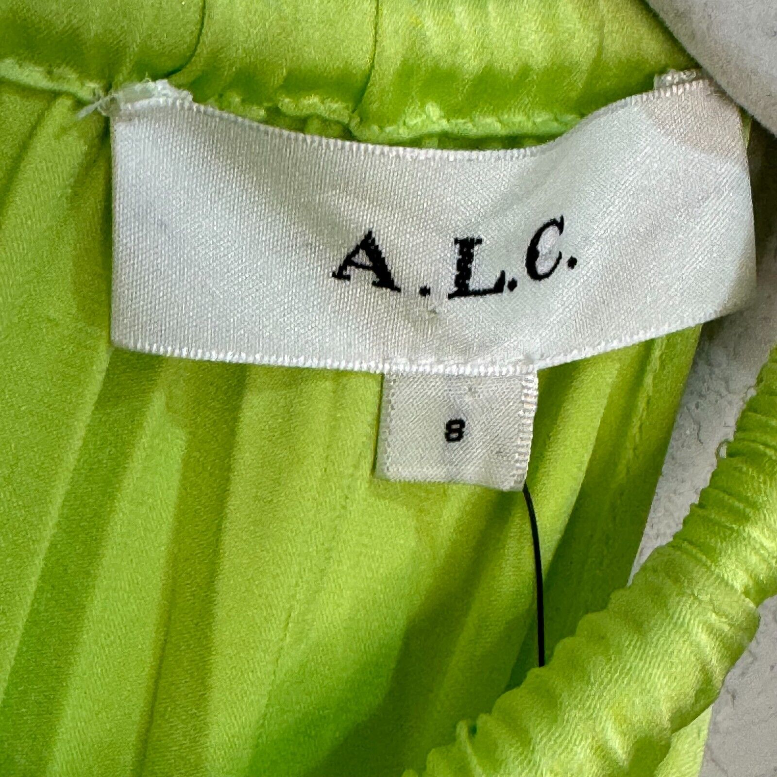 A.L.C. Renzo II Green Pleated Asymmetric Hem Midi Fit & Flare Dress Size 8