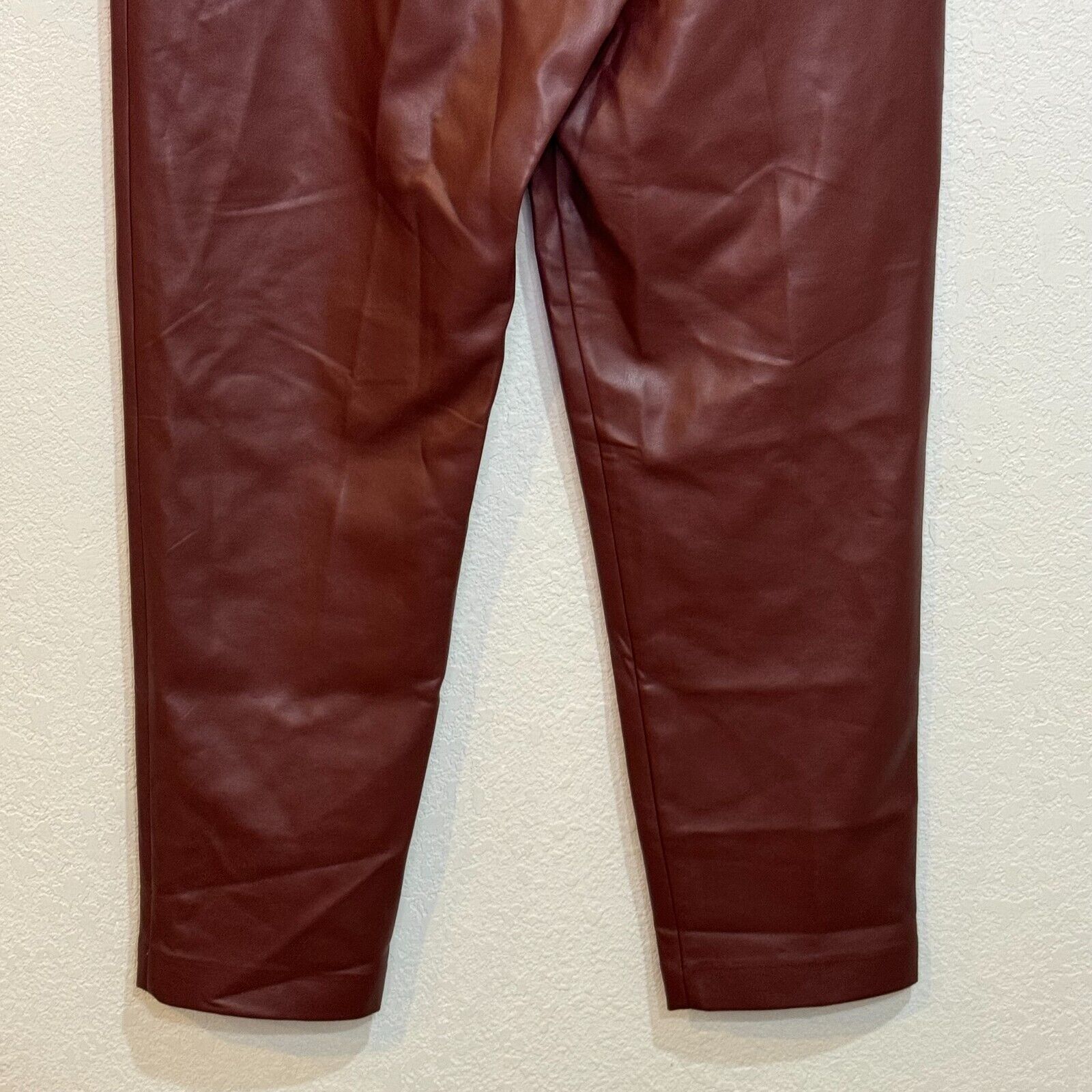 French Connection NEW Brown Crolenda Faux Leather Tapered Trouser Pants Size 6