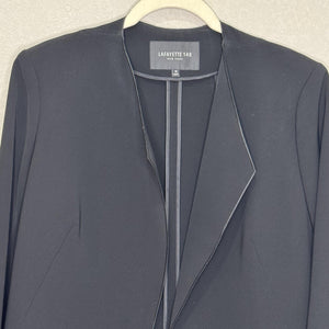 Lafayette 148 New York Open Blazer Size 10 Black Peplum Jacket Career Office