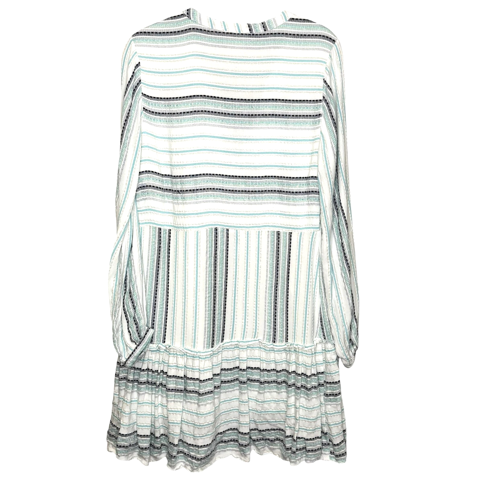 Allison New York Dress Womens Small Blue White Striped Boho Tassel Mini Lined