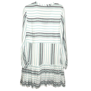 Allison New York Dress Womens Small Blue White Striped Boho Tassel Mini Lined