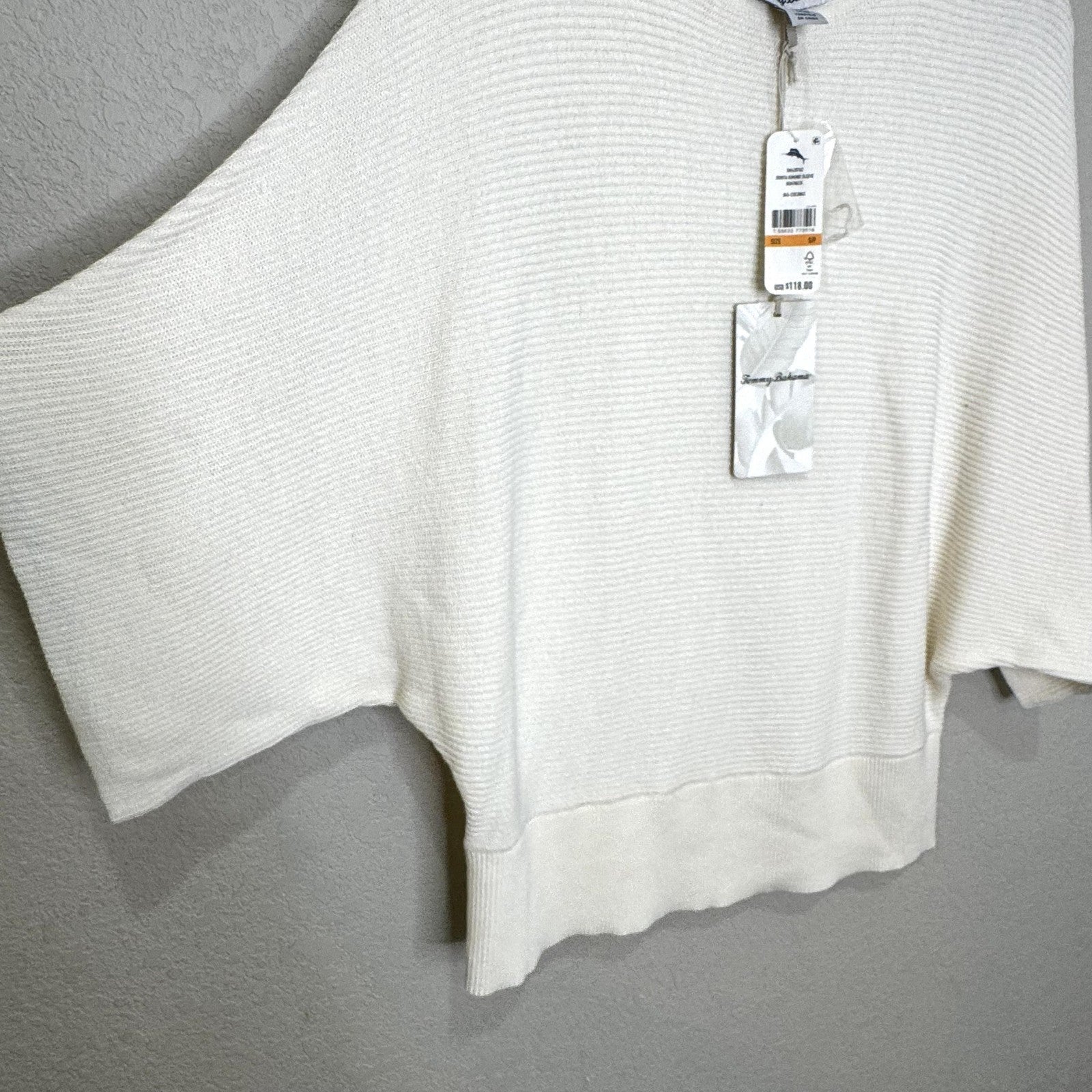 Tommy Bahama Sweater Womens Small Coconut Bonita Kimono Sleeve Boatneck Pullover