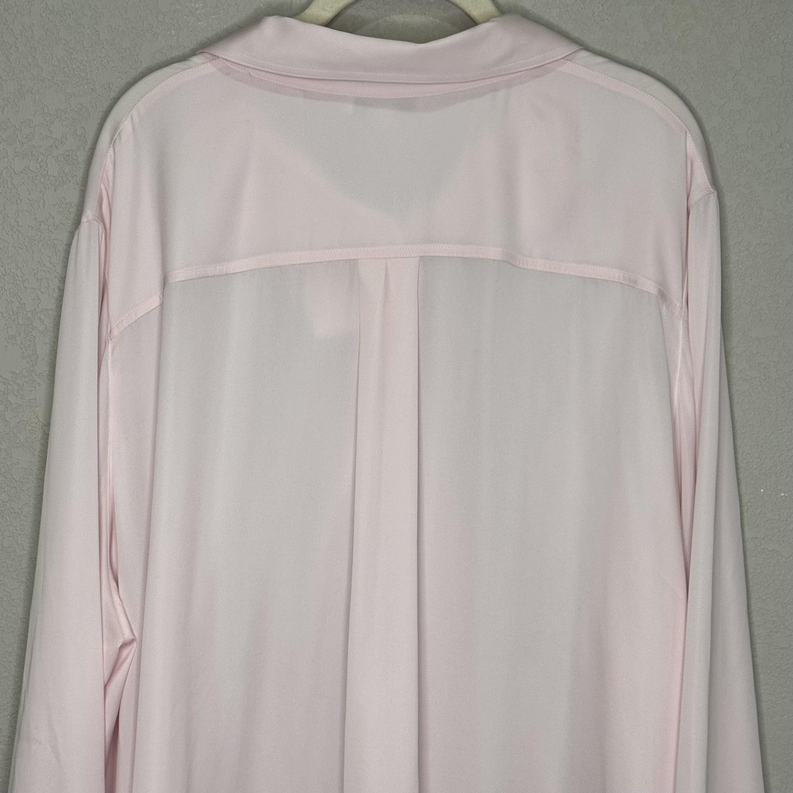 Vince Shirt Womens 3X Light Pink Silk Blend Button Down Long Sleeve Blouse Top