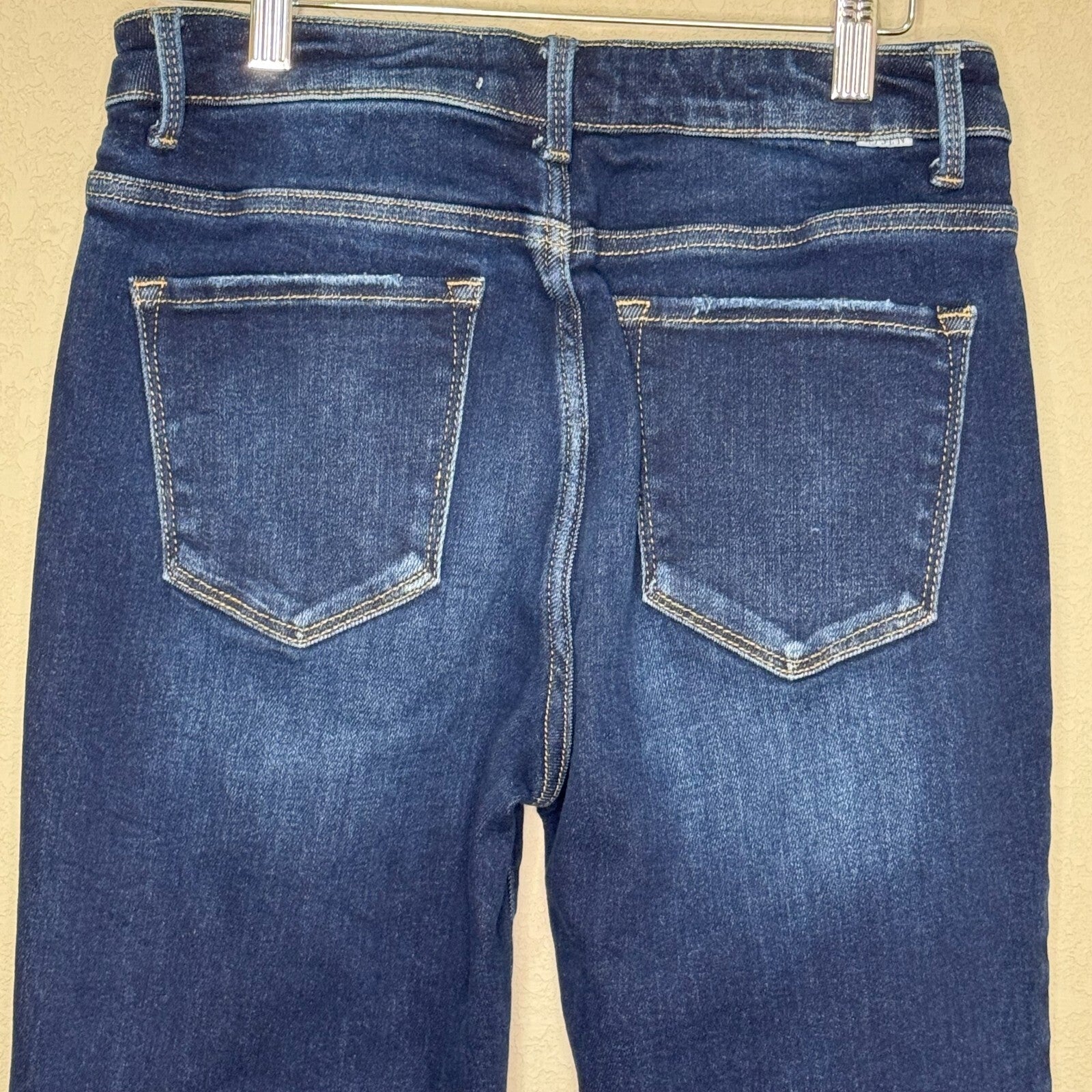 Risen Jeans Womens 28 7 High Rise Slim Straight Crop Jean Blue Denim Stretch
