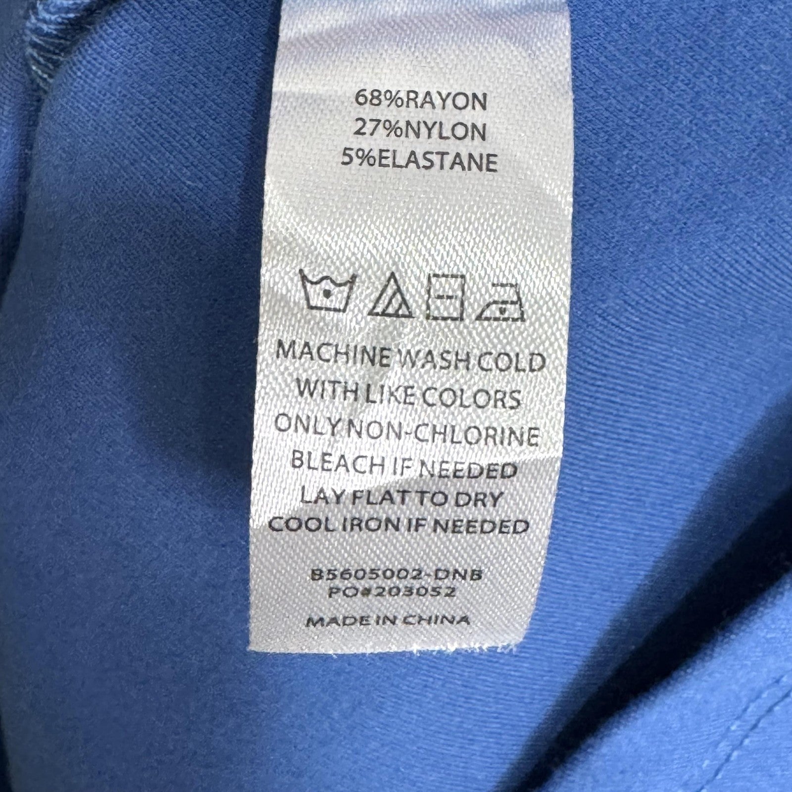 Betabrand Round-Trip Dress Medium Blue 3/4 Sleeve Faux Wrap Fit Flare Comfy Work